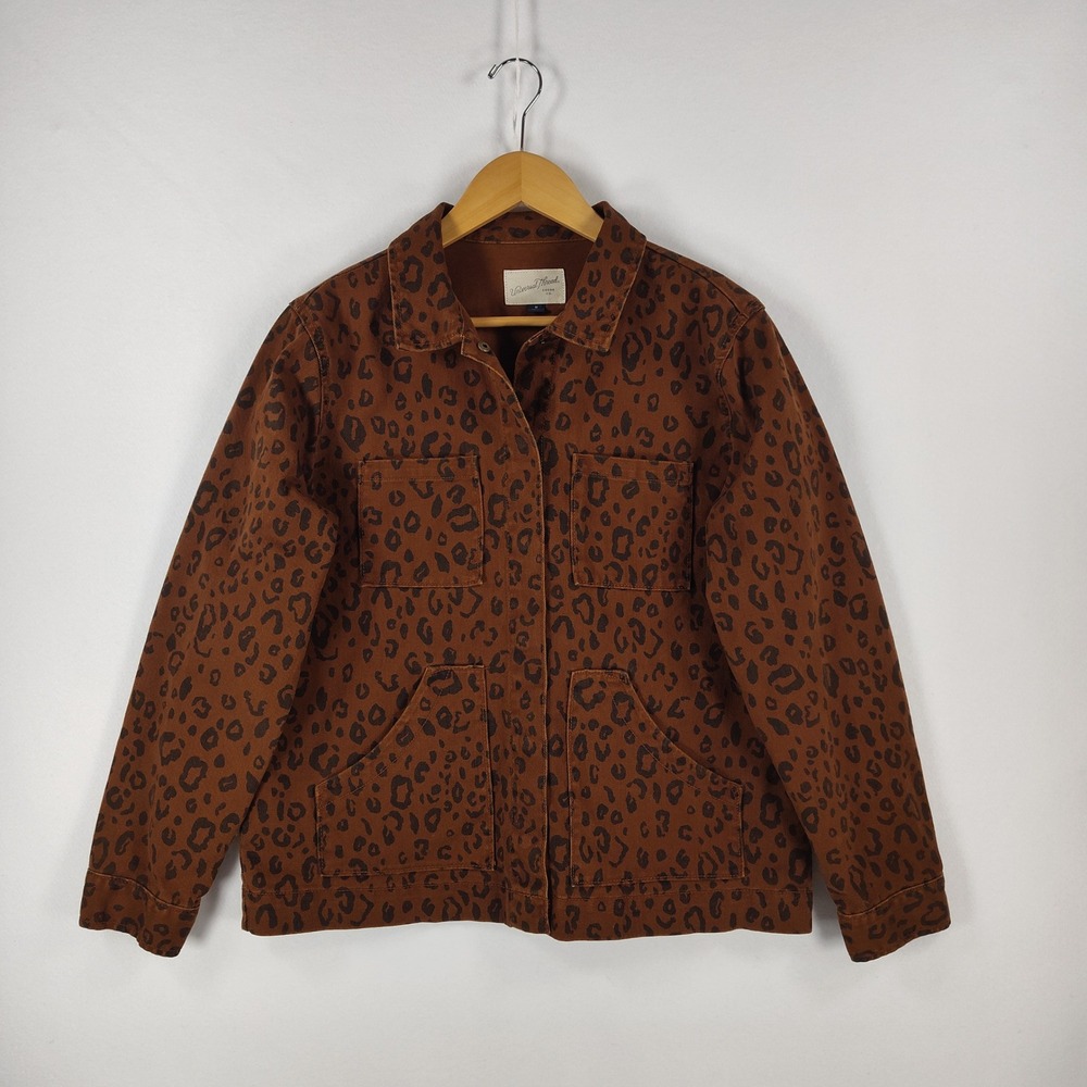 Universal Thread Womens Brown Leopard Print Cotton Chore Jacket Size M Utility